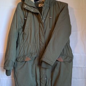 C Olive Green Parka with Faux Fur Lining